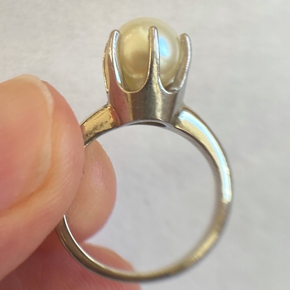 7mm Akoya Pearl SOLID 14K White Gold Ring - Picture 9 of 12